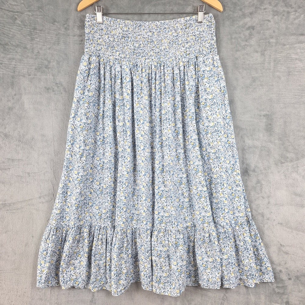 Womens Skirt XL Cottagecore Boho Prairie Peasant Tiered Floral Maxi Pockets